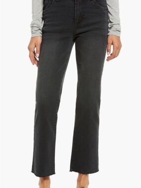 Wit & Wisdom Bennett Skyrise Raw Hem Black High-Rise Stretch Straight Jeans